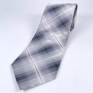 NWT Calvin Klein Men's Neck Tie Silk Blend Gray Plaid
